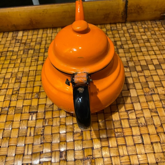 VTG Small Orange Enamel Teapot Made In Poland - Picture 4 of 8